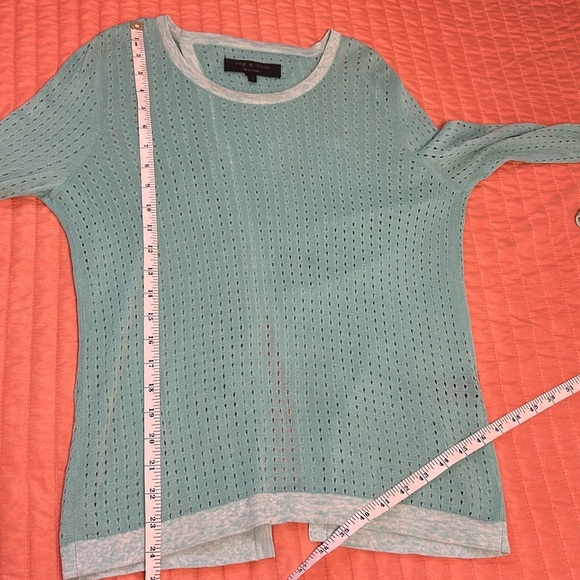 Rag & Bone Turquoise Ariana Open Knit Flyaway open Back Cotton Sweater size XS - Picture 12 of 14